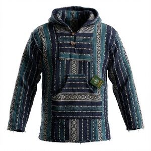 Handwoven Baja Hoodie Pullover – Boho Ethnic Style